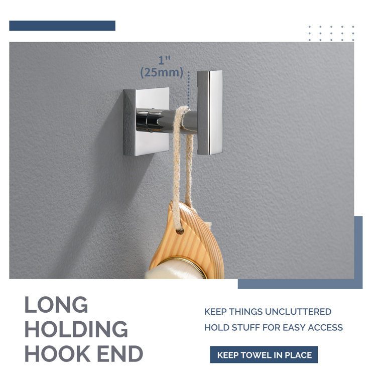 Polished Chrome Stainless Steel Wall Mounted Towel Hook