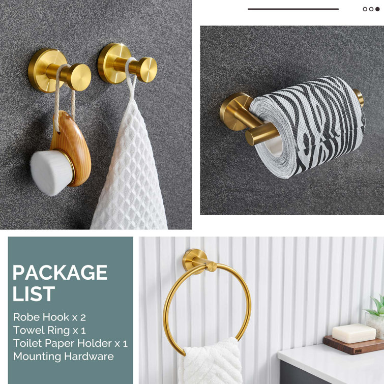 Brushed Gold Stainless Steel 4-Piece Bathroom Hardware Set