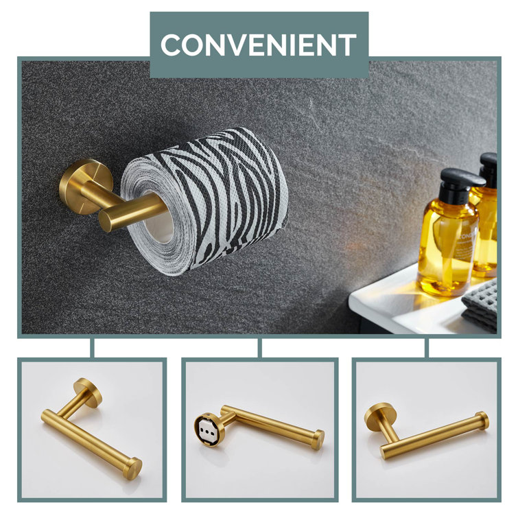 Brushed Gold Stainless Steel 4-Piece Bathroom Hardware Set