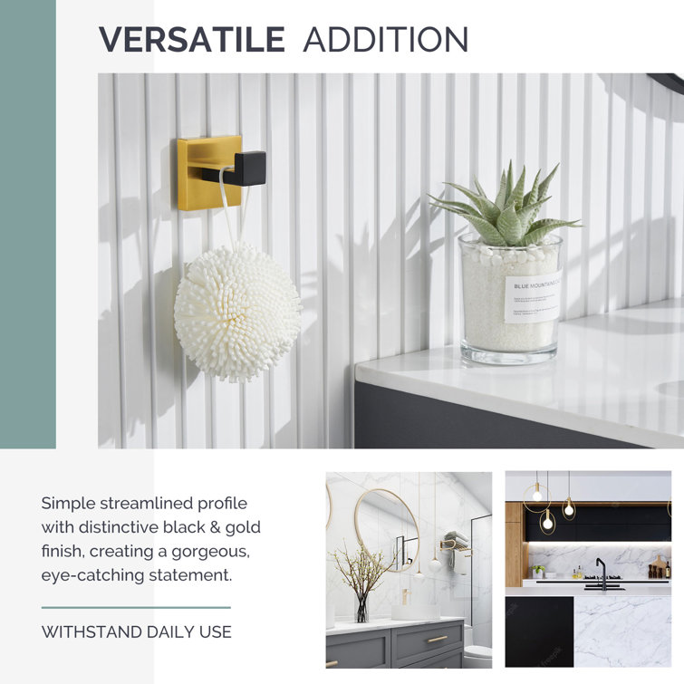 Black and Gold Stainless Steel Wall-Mounted Robe Hook