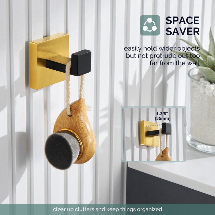 Black and Gold Stainless Steel Wall-Mounted Robe Hook