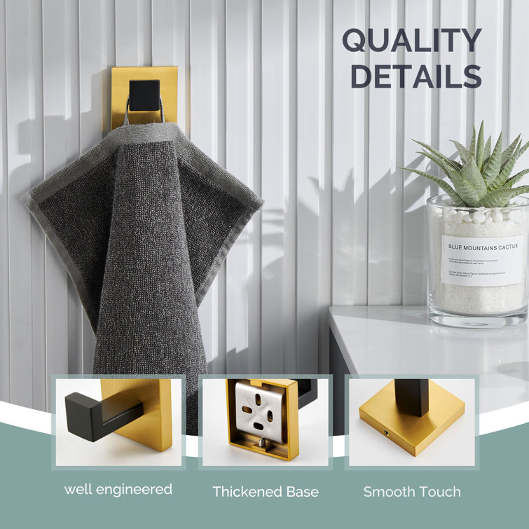 Black and Gold Stainless Steel Wall-Mounted Robe Hook