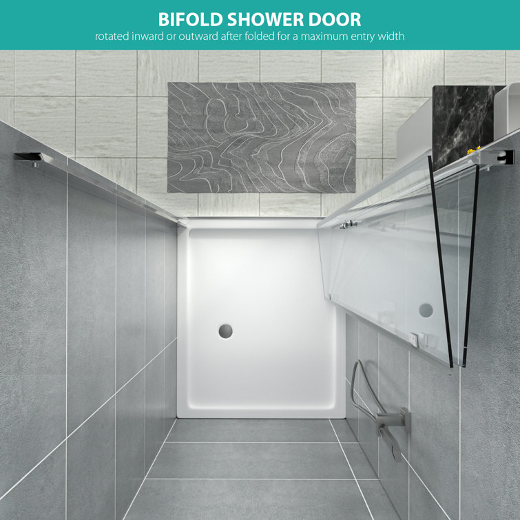 30" x 72" Chrome Semi-Frameless Bi-Fold Shower Door with Clear Glass