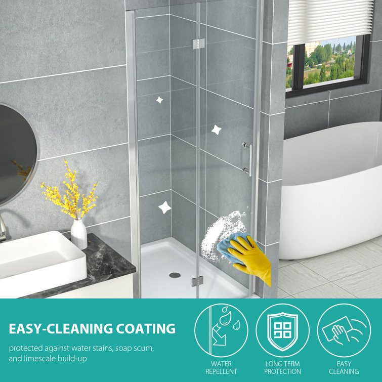 30" x 72" Chrome Semi-Frameless Bi-Fold Shower Door with Clear Glass