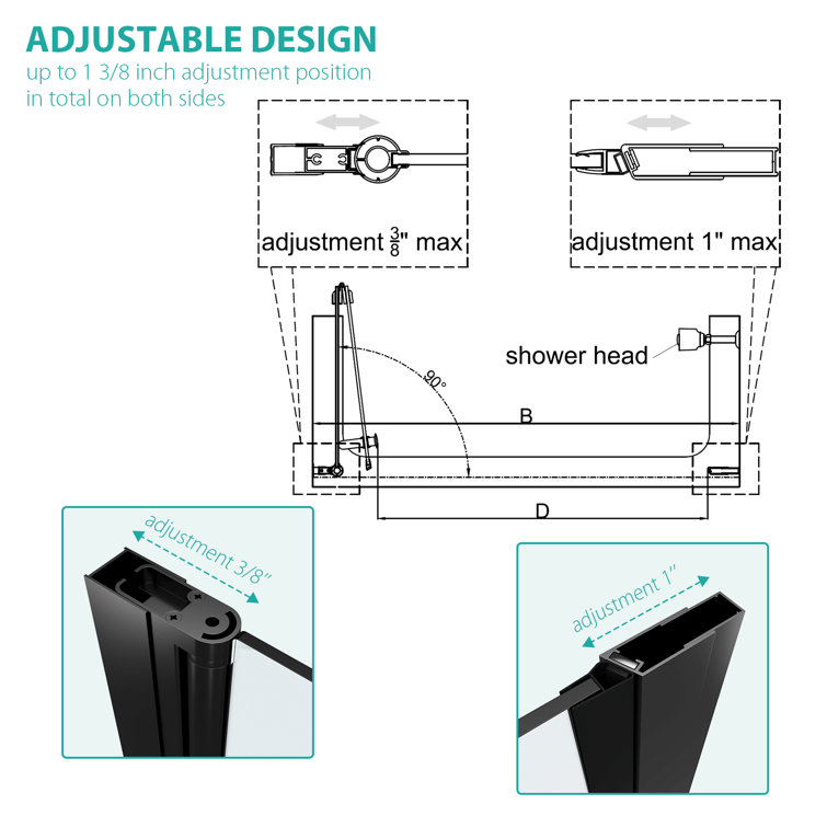 32'' W x 72'' H Matte Black Semi-Frameless Bi-Fold Shower Door