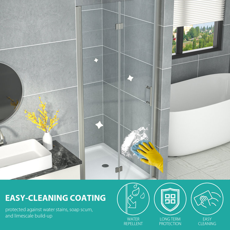 31.4" Brushed Nickel Semi-Frameless Bi-Fold Shower Door with Clear Glass