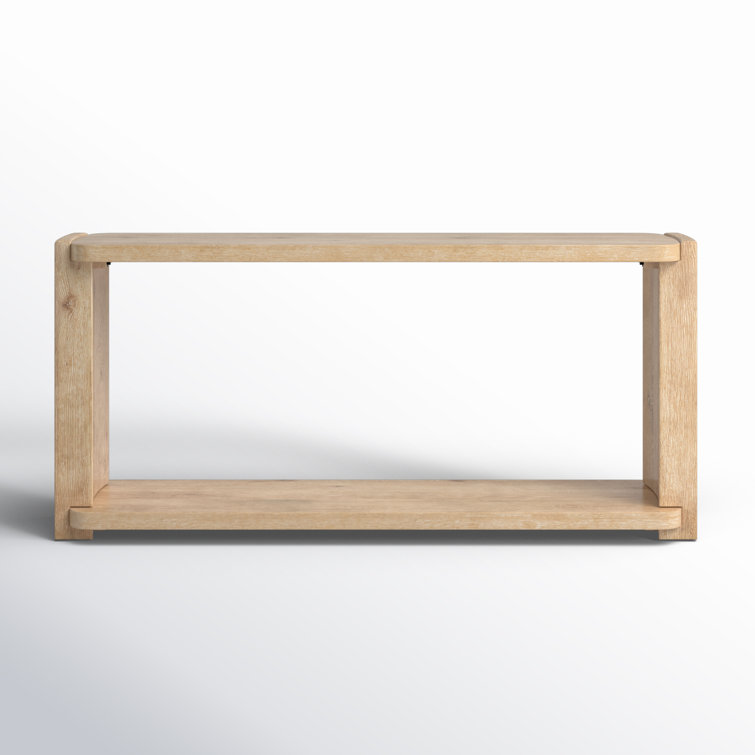 Beige Oak Veneer Rectangular Console Table with Storage