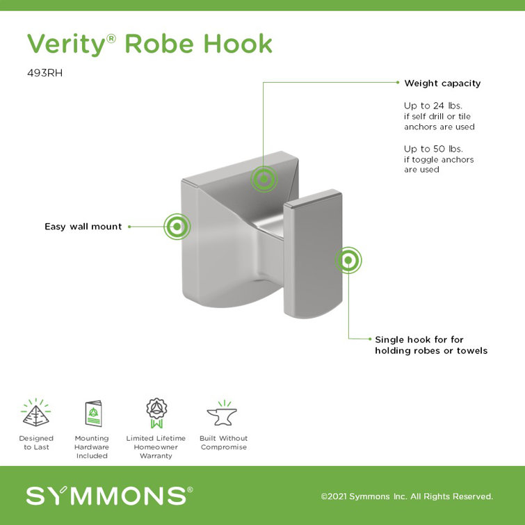 Polished Chrome Square Wall Mounted Robe Hook