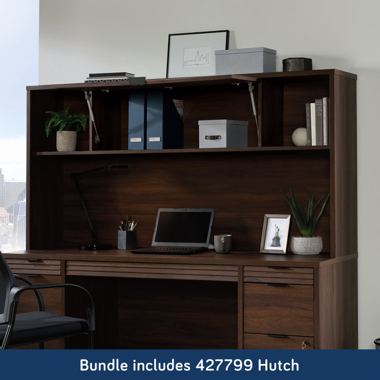 Palo Alto Mahogany Office Credenza Desk with Hutch and Drawers