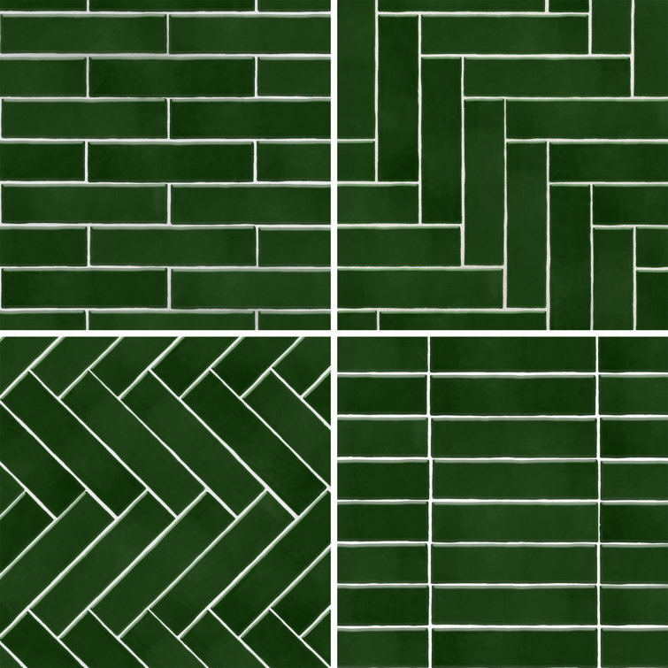 Viva Antic Glossy Green Ceramic Subway Wall Tile