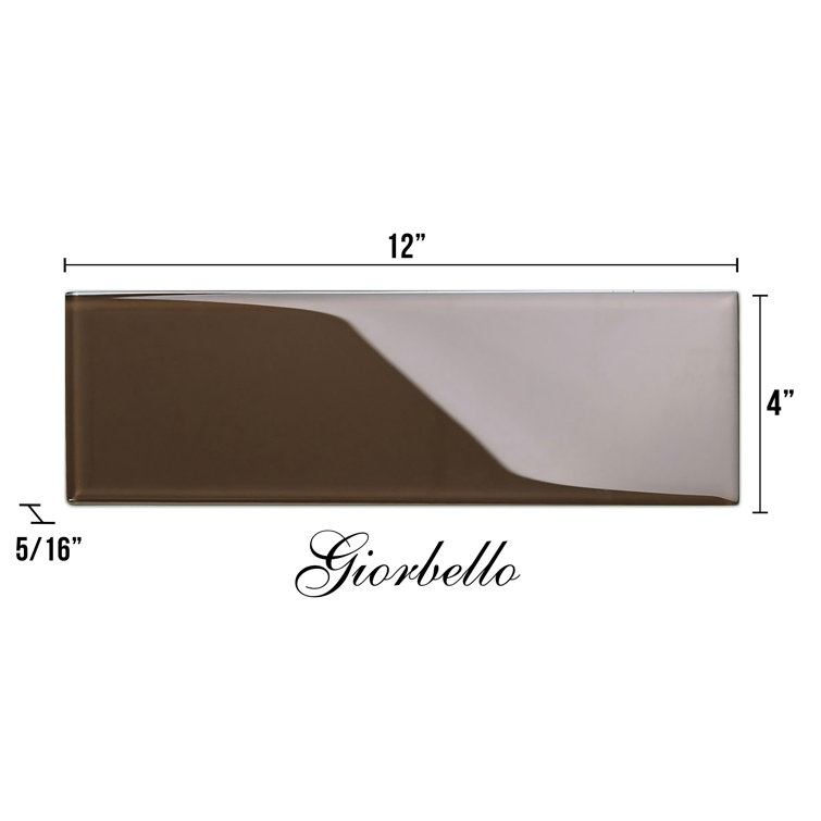 Classic Brown 4" x 12" Glass Subway Wall Tile