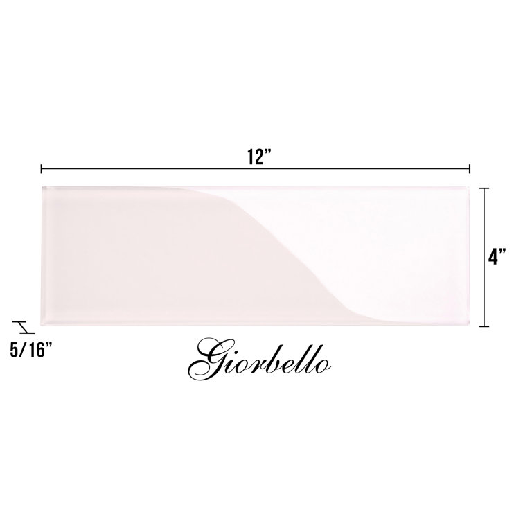 Rose Pale Pink 4" x 12" Glass Subway Wall Tile