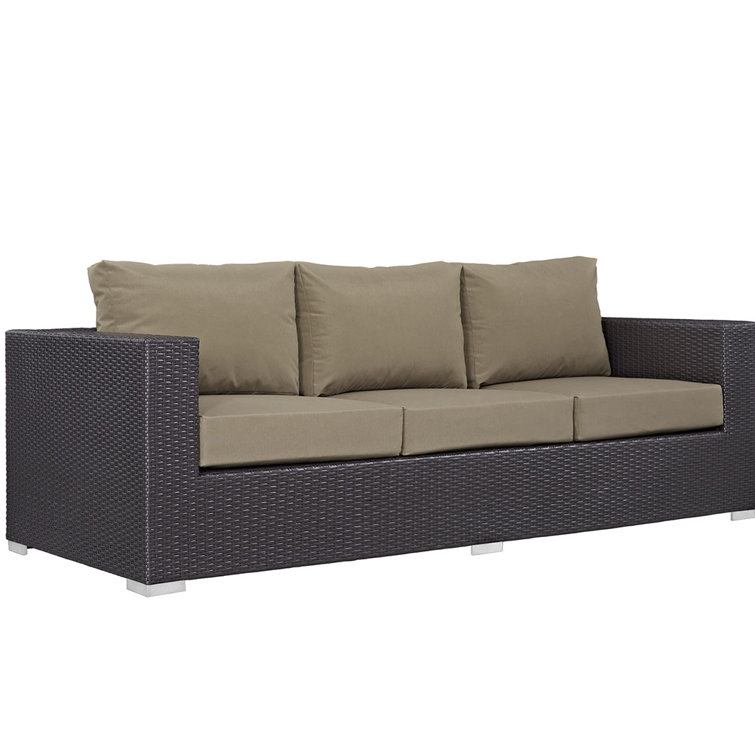 Espresso Mocha Wicker Rattan Outdoor Sectional Sofa