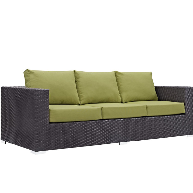 Espresso Peridot Wicker Rattan Three-Seat Outdoor Sectional Sofa