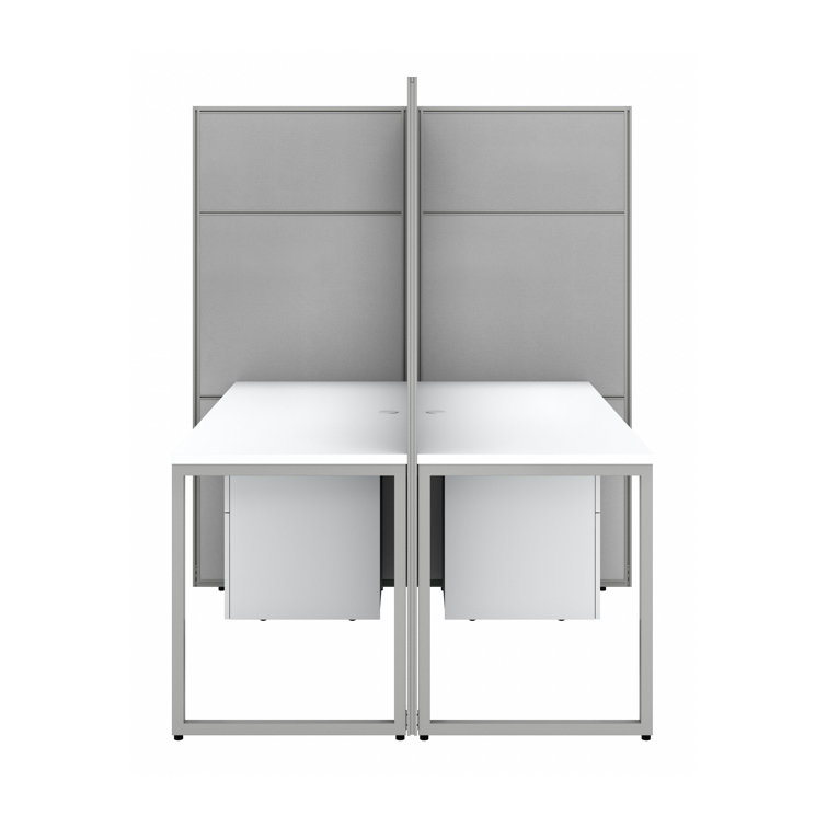 Contemporary Pure White Office Furniture Set with Silver Accents - 11 Pieces