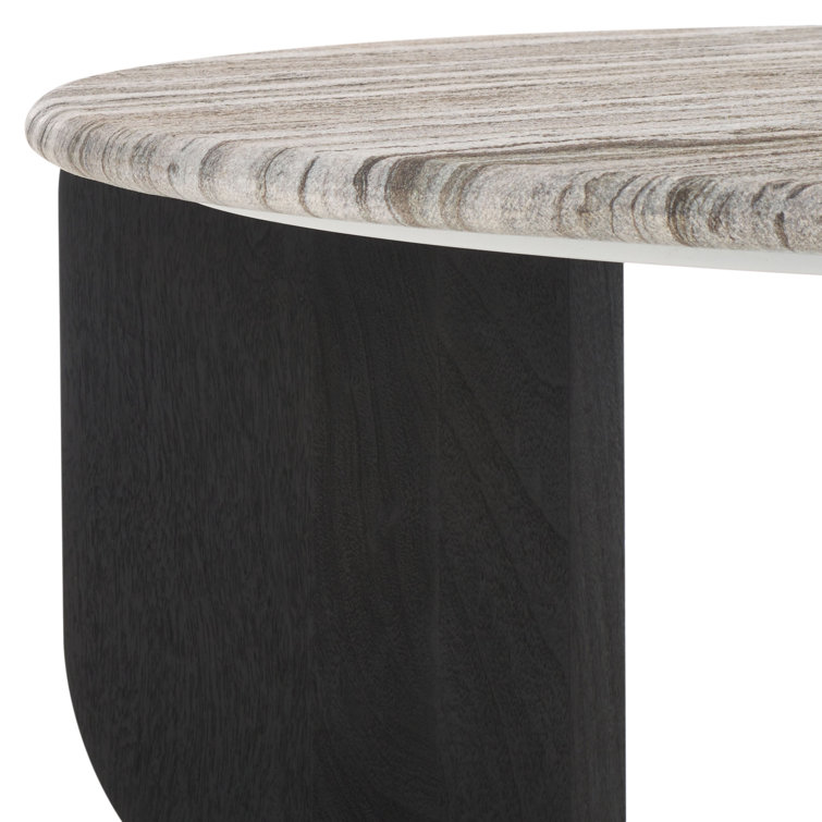 Graelyn Black Acacia Wood and Grey Marble Coffee Table