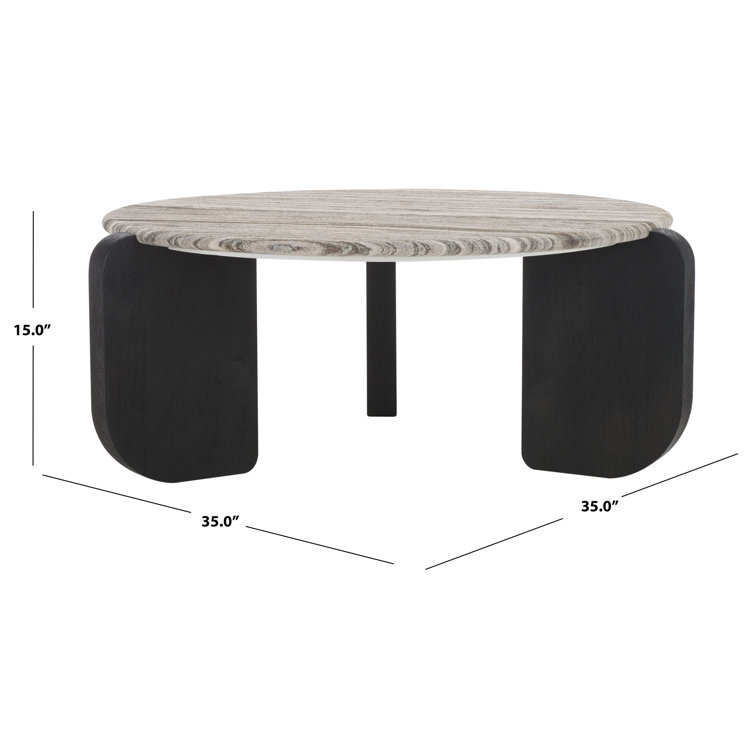 Graelyn Black Acacia Wood and Grey Marble Coffee Table