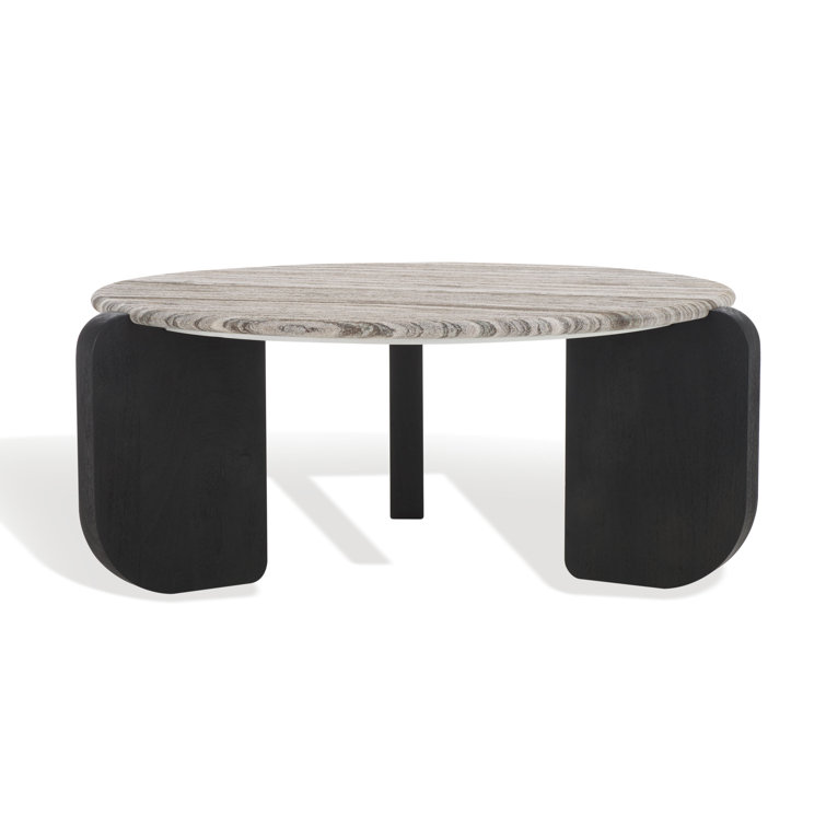 Graelyn Black Acacia Wood and Grey Marble Coffee Table