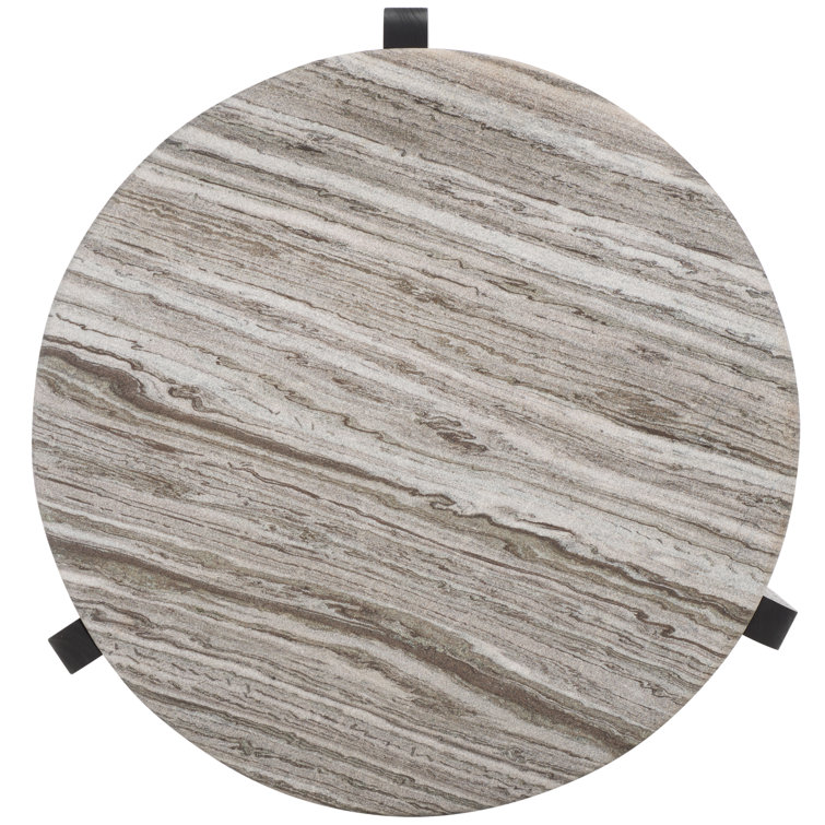 Graelyn Black Acacia Wood and Grey Marble Coffee Table