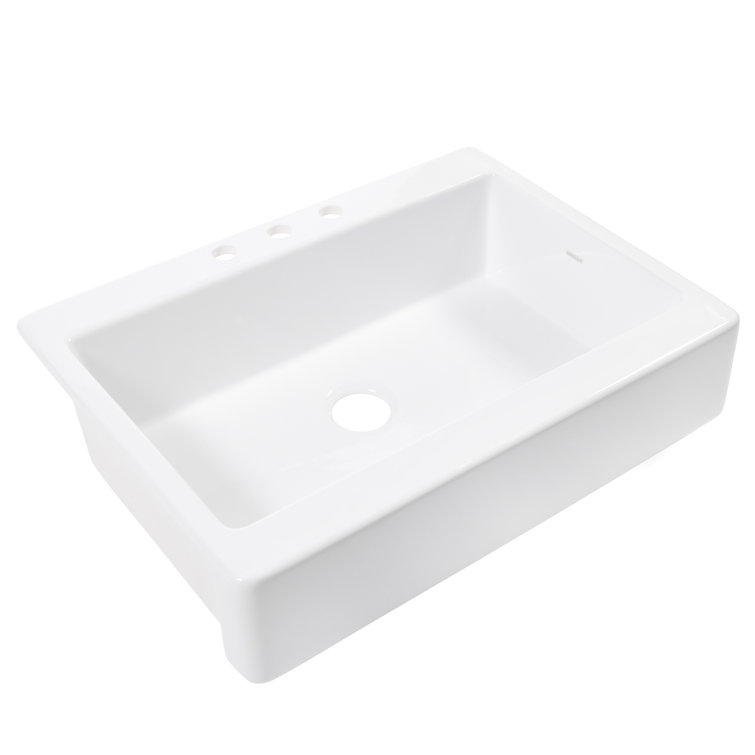 Parker 33.85'' White Fireclay Single Bowl Kitchen Sink