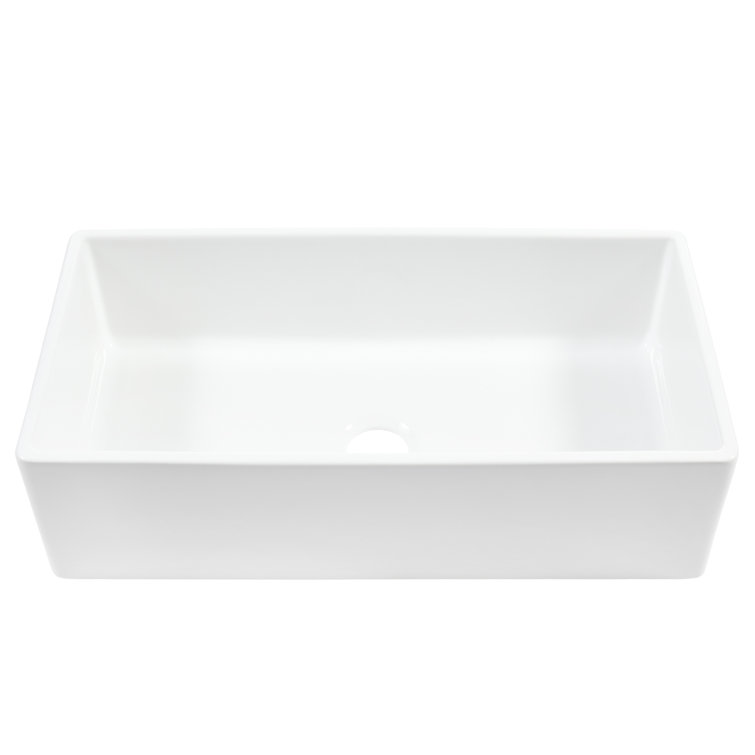 Austen White Fireclay Single Bowl Farmhouse Kitchen Sink with Stainless Steel Faucet