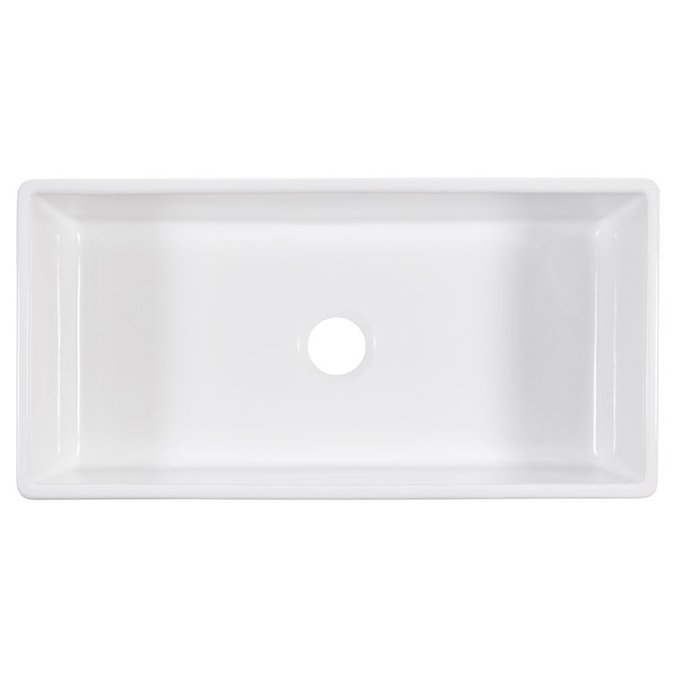 Austen White Fireclay Single Bowl Farmhouse Kitchen Sink with Stainless Steel Faucet