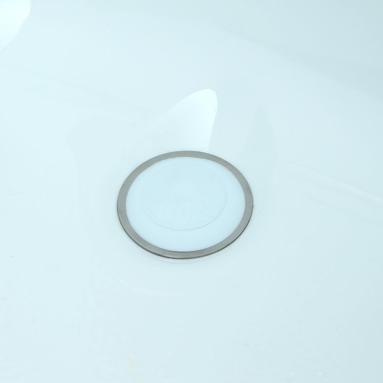 White Round Tub Drain Stopper with Easy Push Design