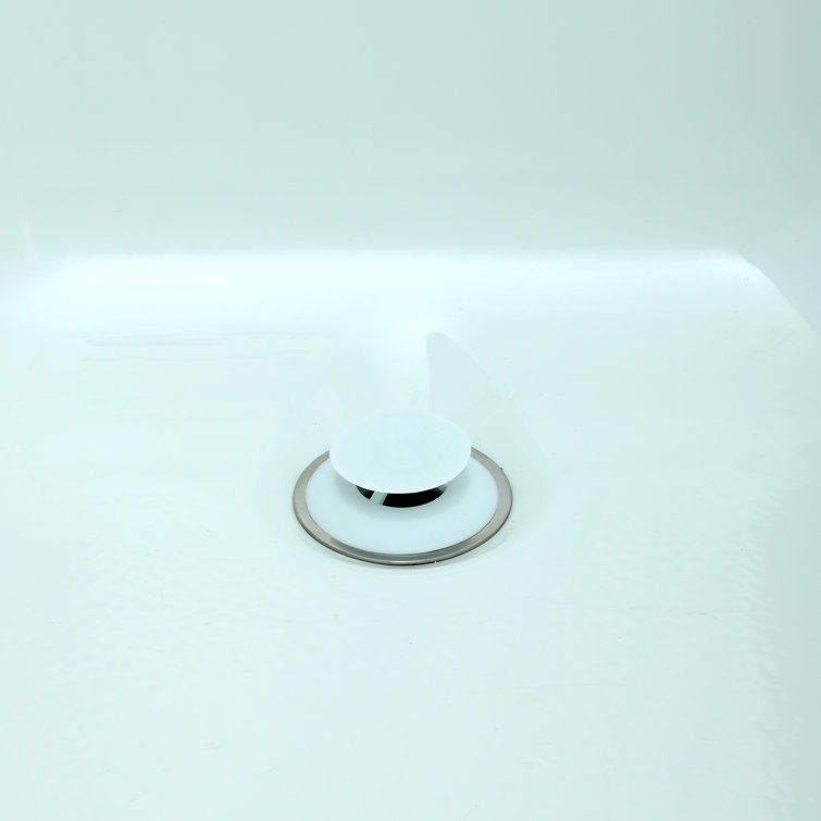 White Round Tub Drain Stopper with Easy Push Design
