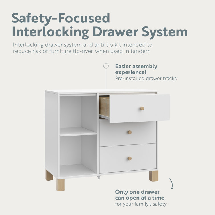 White Pine 3-Drawer Combo Dresser with Driftwood Accents