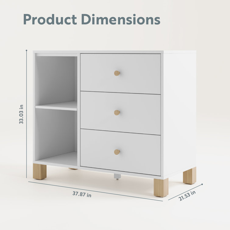 White Pine 3-Drawer Combo Dresser with Driftwood Accents