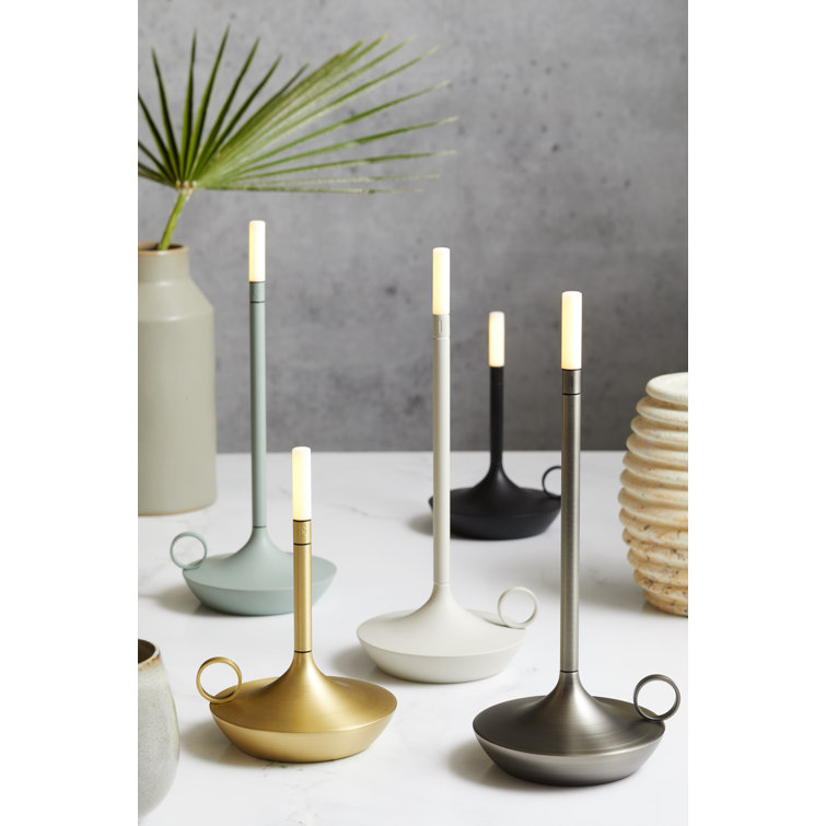 Large Brass Cordless LED Table Lamp with 3-Way Switch