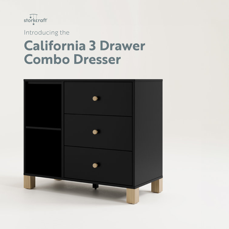 Black and Driftwood 3-Drawer Combo Nursery Dresser