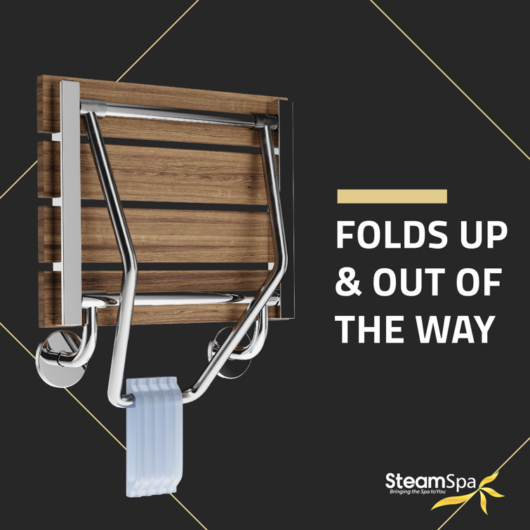 Teak and Stainless Steel Foldable Shower Seat