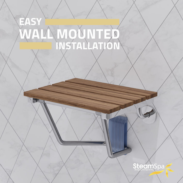 Teak and Stainless Steel Foldable Shower Seat