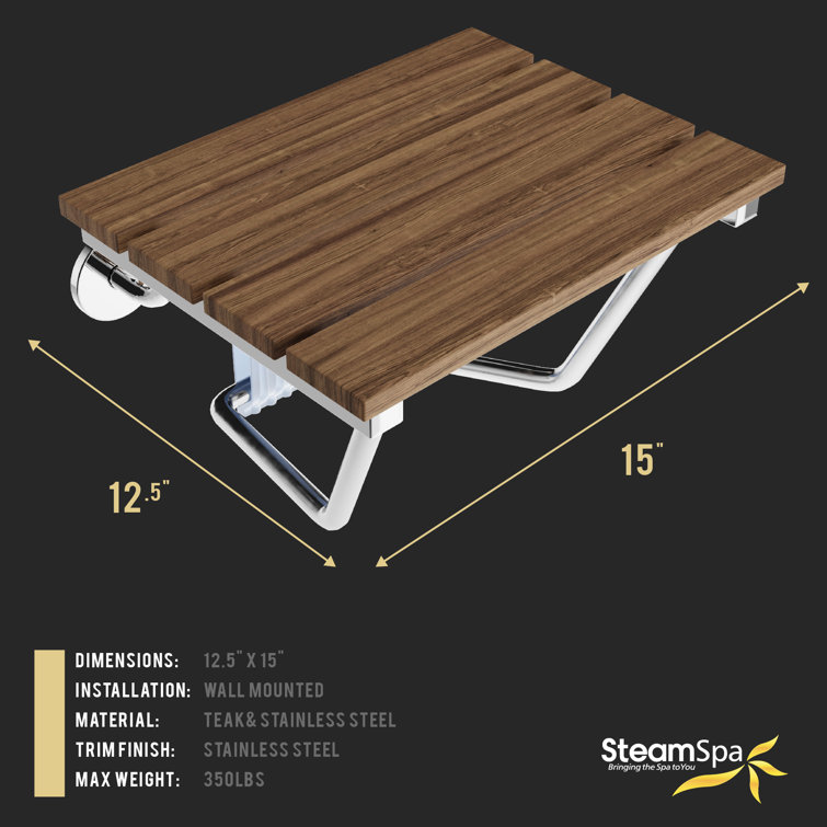 Teak and Stainless Steel Foldable Shower Seat
