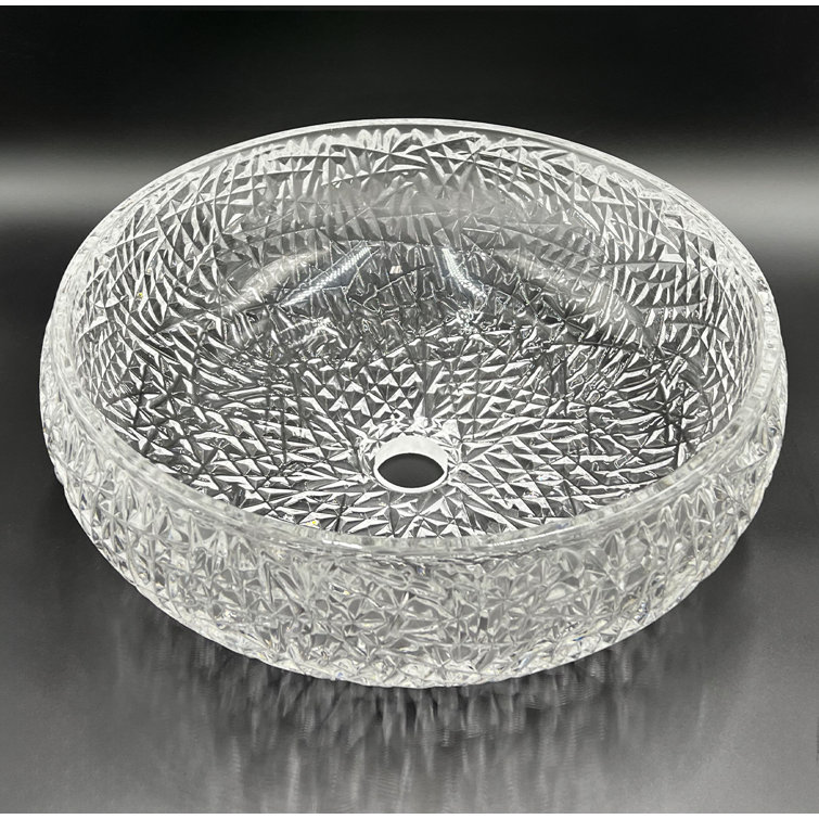 Moonshell 17" Clear Tempered Glass Circular Vessel Sink