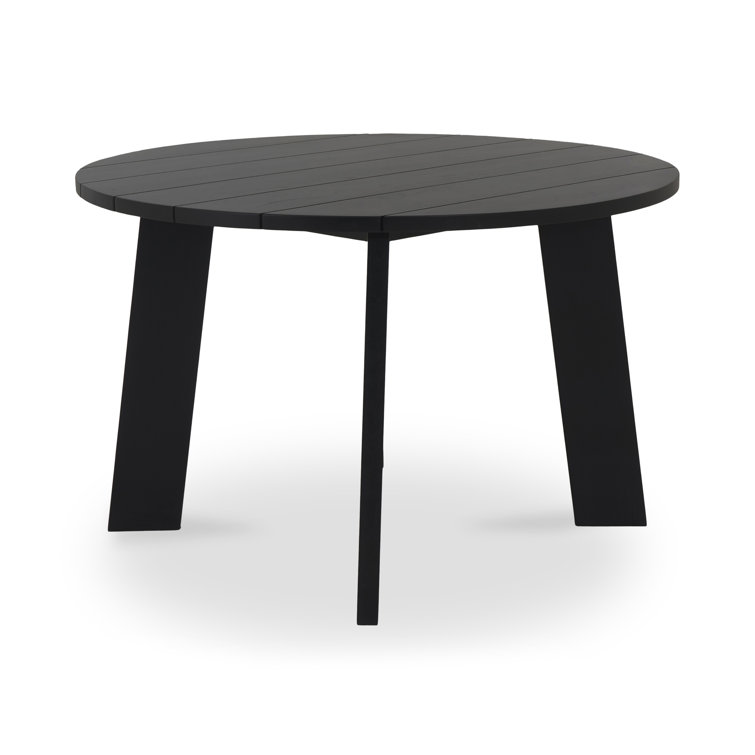 Pernelle 47'' Black Solid Teak Round Dining Table