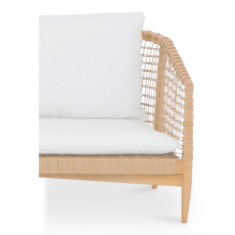 Teak Wood Outdoor Sofa with White Cushions