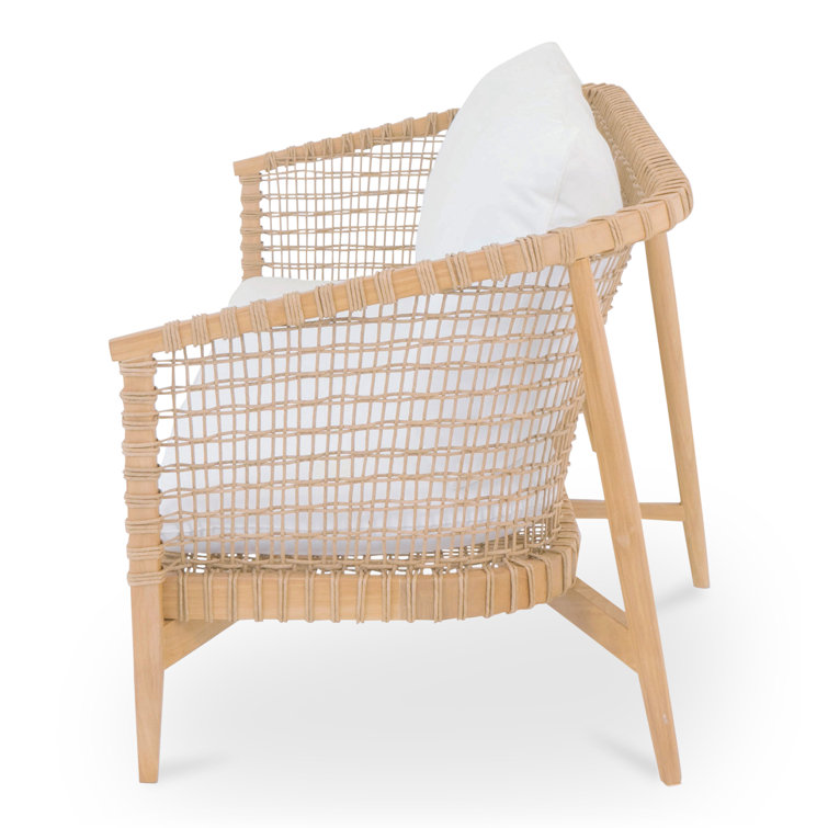 Teak Wood Outdoor Sofa with White Cushions