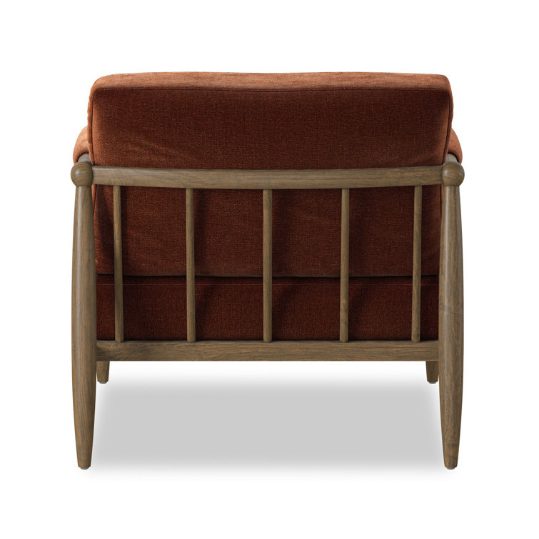 Sienna Velvet and Oak Wood Modern Accent Chair