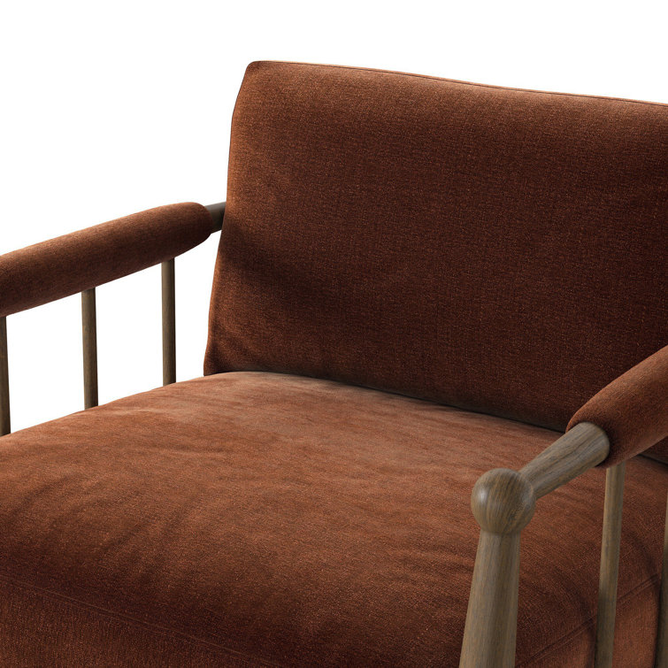Sienna Velvet and Oak Wood Modern Accent Chair