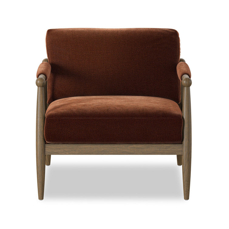 Sienna Velvet and Oak Wood Modern Accent Chair