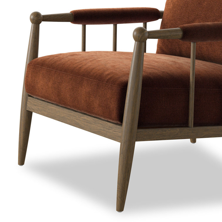 Sienna Velvet and Oak Wood Modern Accent Chair