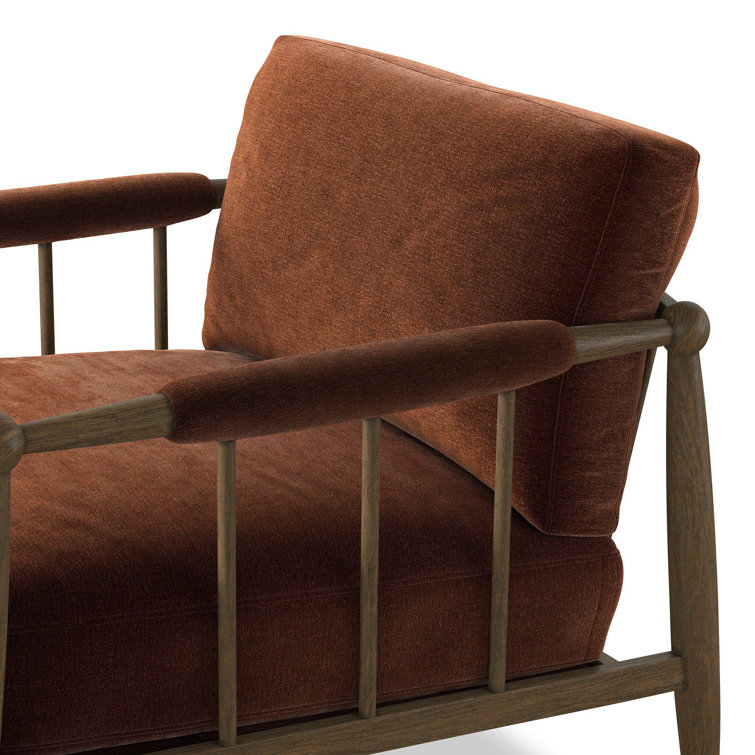 Sienna Velvet and Oak Wood Modern Accent Chair