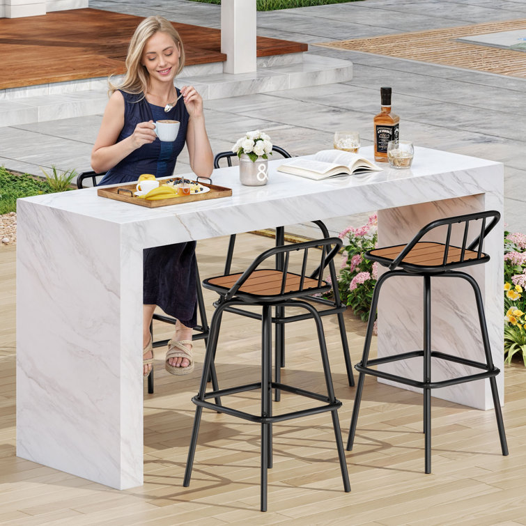 Brown and Black 30'' Industrial Metal Swivel Bar Stools, Set of 2