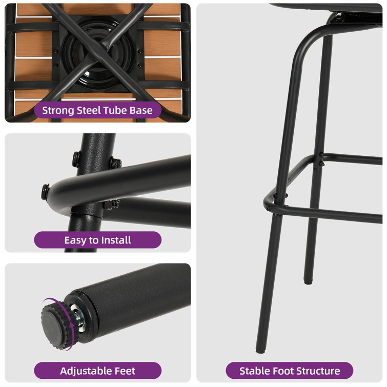 Brown and Black 30'' Industrial Metal Swivel Bar Stools, Set of 2