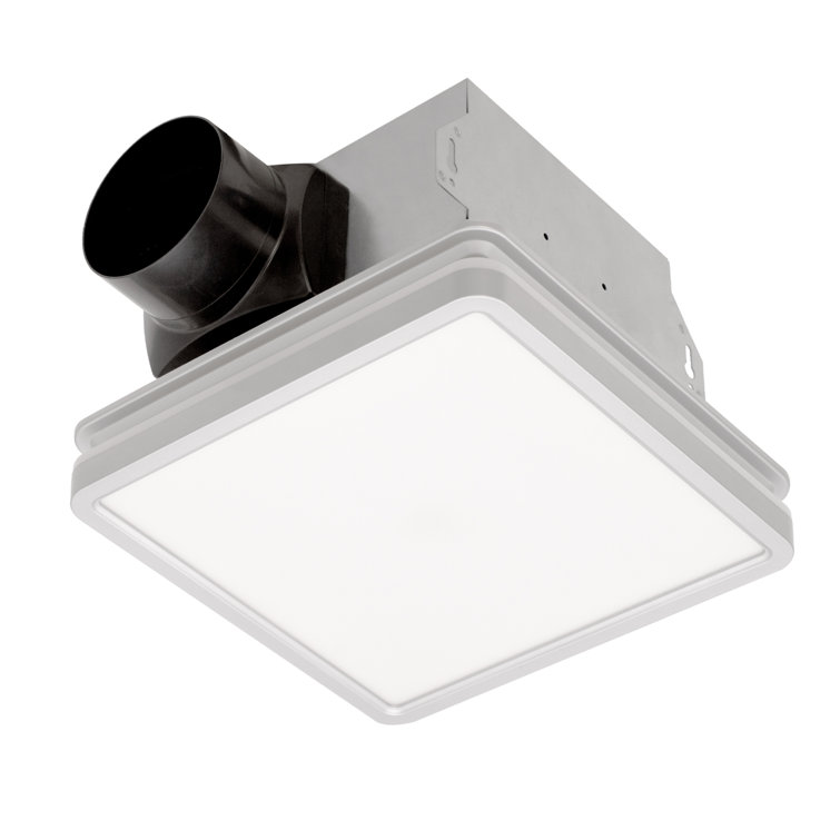 Silver Square Bathroom Exhaust Fan with Dimmable LED Light