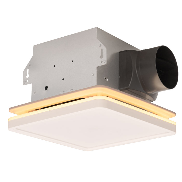 White Square 80 CFM Bathroom Exhaust Fan with LED Light