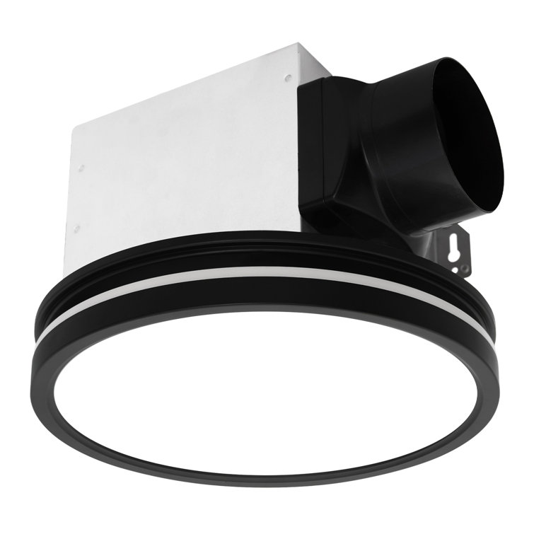 Matte Black Round Bathroom Exhaust Fan with LED Light