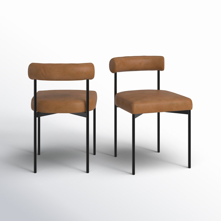 Dahlia Light Brown Faux Leather Upholstered Side Chair with Black Metal Frame
